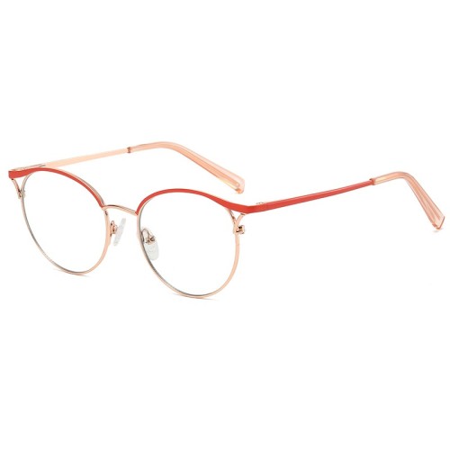 New Anti-Blue Glasses European American Fashion Cat Glasses Frame Female Metal Two-Color Ins Flat Mirror Eyeglasses