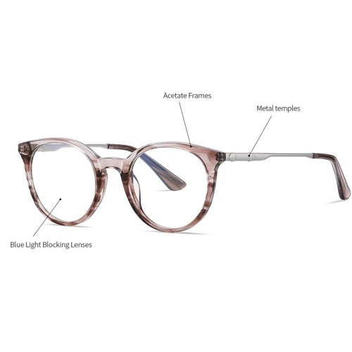 Women Men Luxury Acetate &amp; Metal Blue Light Blocking Glasses Optical Frames Eye Glasses