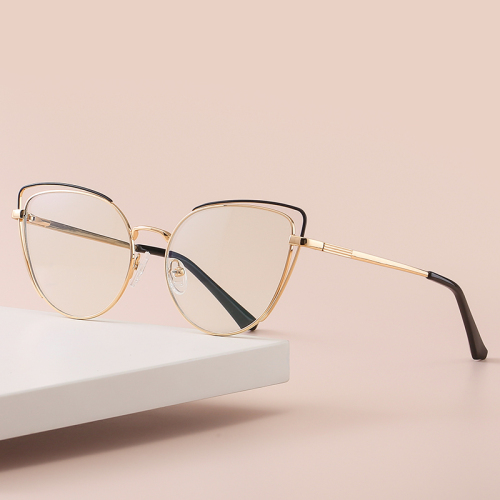 Newest Cat Eye Anti Blue Light Personality Oem Logo Designer Glasses Frame Female Metal Glasses