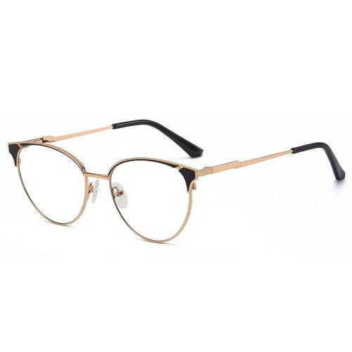 Wholesale Half Eyebrow Design Metal Cat Eye Optical Frames Eyeglasses Anti Blue Light Glasses