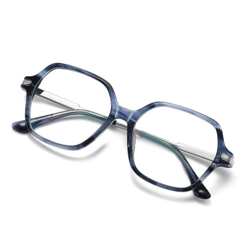 Anti-Blue Light Glasses Fashion Retro Acetate Frame Metal Spring Leg Eyeglasses