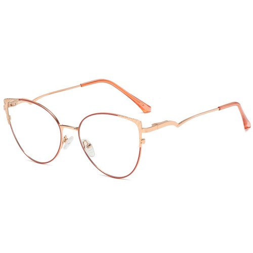 Ready To Ship Blue Light Blocking Glasses Women Cat Eye Vintage Metal Frame Eyeglasses