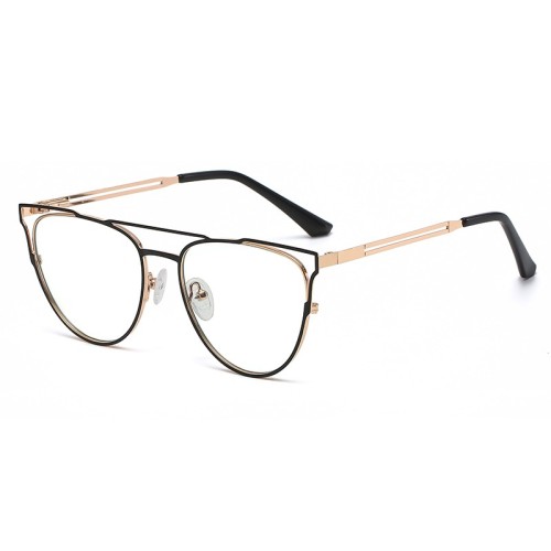 Factory Direct Sale Double Bridge Design Fashion Stylish Metal Glasses Optical Silicone Nosepads Eyeglasses