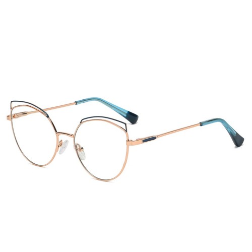 Instagram Women Cat Design Metal Double Color Optical Frames With Anti Blue Light Lens For Fashion Ladies