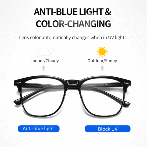 Photochromic Optical Glasses Rays Glasses For Unisex Tr90 Classic Square Frame Eyewear For Women Men Eyewear Uv400 Blue Tt Ce