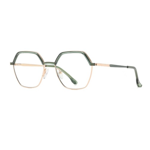 Optical Glasses Frame Women Fashion Polygonal Two-Color Anti-Blue Light Glasses