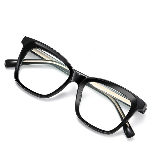 New Wave Black Optical Glasses Tr Frame Ultra-Light Anti-Blue Light Glasses Pc Lens Acetate Leg Wire Core Glasses For Unisex