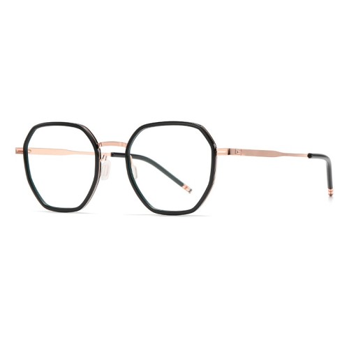 Best Selling New Blue Light Blocking Glasses Women Fashion Polygonal Flat Mirror Ultra Light Tr Metal Hybrid Myopia Glasses Fram