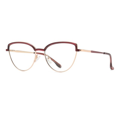 Women Eyewear Frame Tr+ Metal Cat Eye Optical Glasses