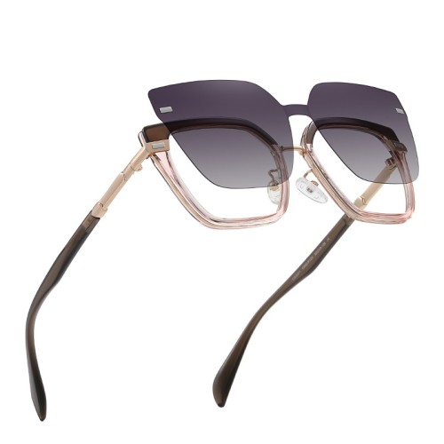Fashion Tr90+Metal Frame Polarized Magnetic Clip On Shade Sunglasses Reading Glasses