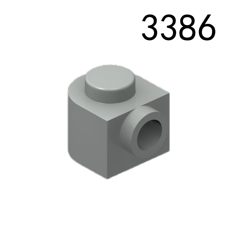 Item No: 3386 Brick, Round 1 x 1 x 2/3 Half Circle Extended with Stud on Side Chinese Compatible with LEGO