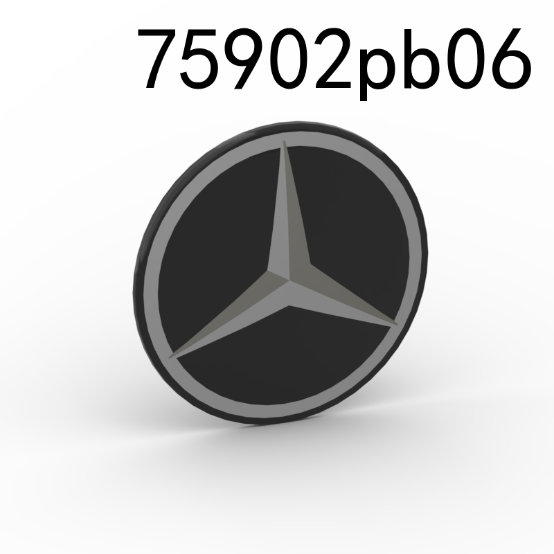 Item No: 75902pb06 Minifigure, Shield Circular / Round Convex Face with Silver Mercedes-Benz Logo Pattern Chinese Compatible with LEGO