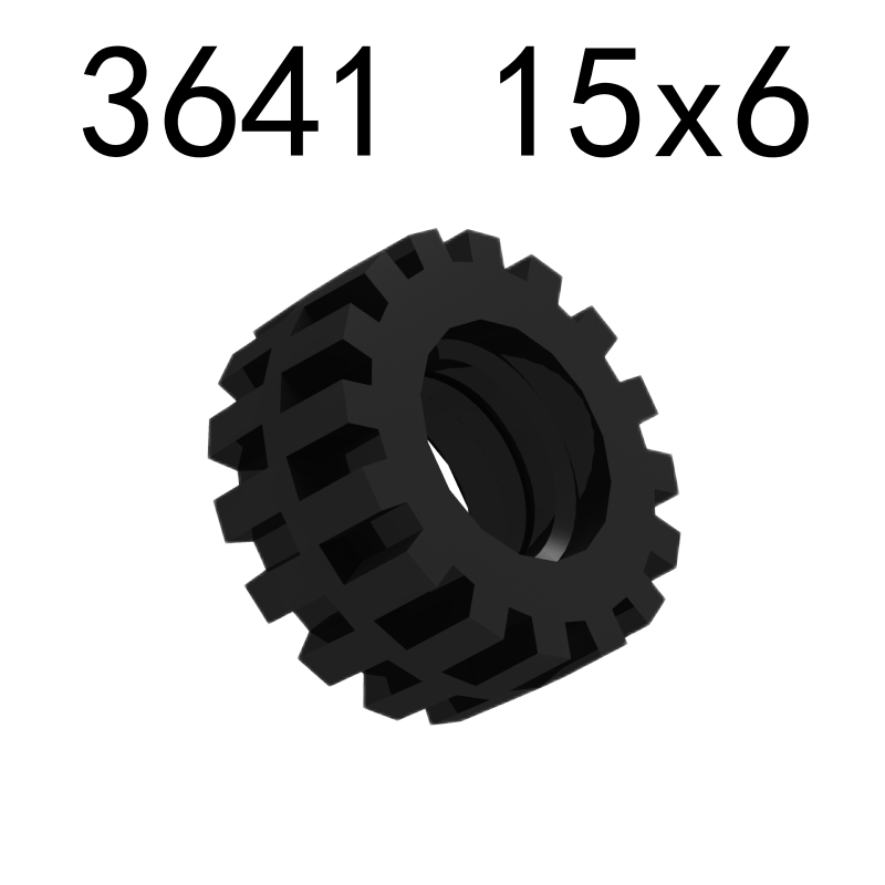 Item No: 3641 Tire 15mm D. x 6mm Offset Tread Small  Chinese Compatible with LEGO