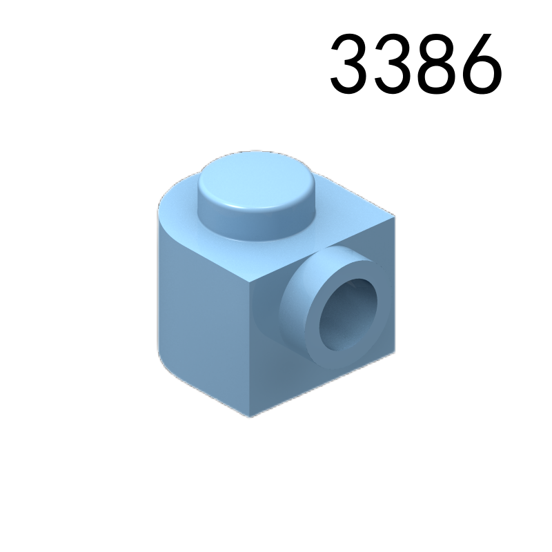 Item No: 3386 Brick, Round 1 x 1 x 2/3 Half Circle Extended with Stud on Side Chinese Compatible with LEGO