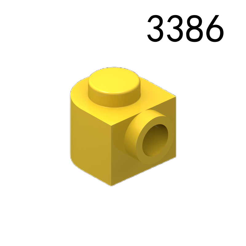 Item No: 3386 Brick, Round 1 x 1 x 2/3 Half Circle Extended with Stud on Side Chinese Compatible with LEGO