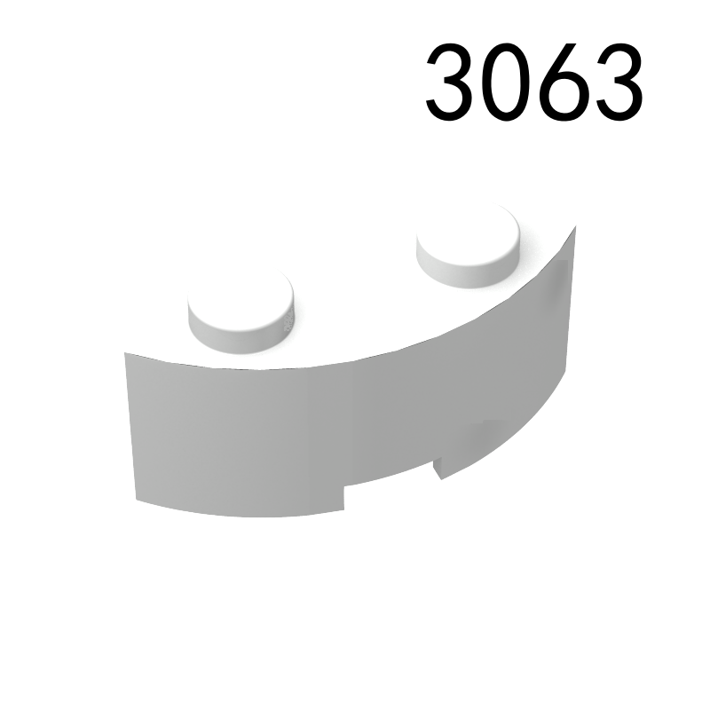 Item No: 3063   Brick, Round Corner 2 x 2 Macaroni with Stud Notch  Alternate Item No: 45417 Chinese Compatible with LEGO