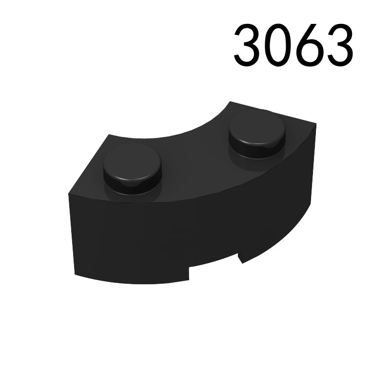 Item No: 3063   Brick, Round Corner 2 x 2 Macaroni with Stud Notch  Alternate Item No: 45417 Chinese Compatible with LEGO