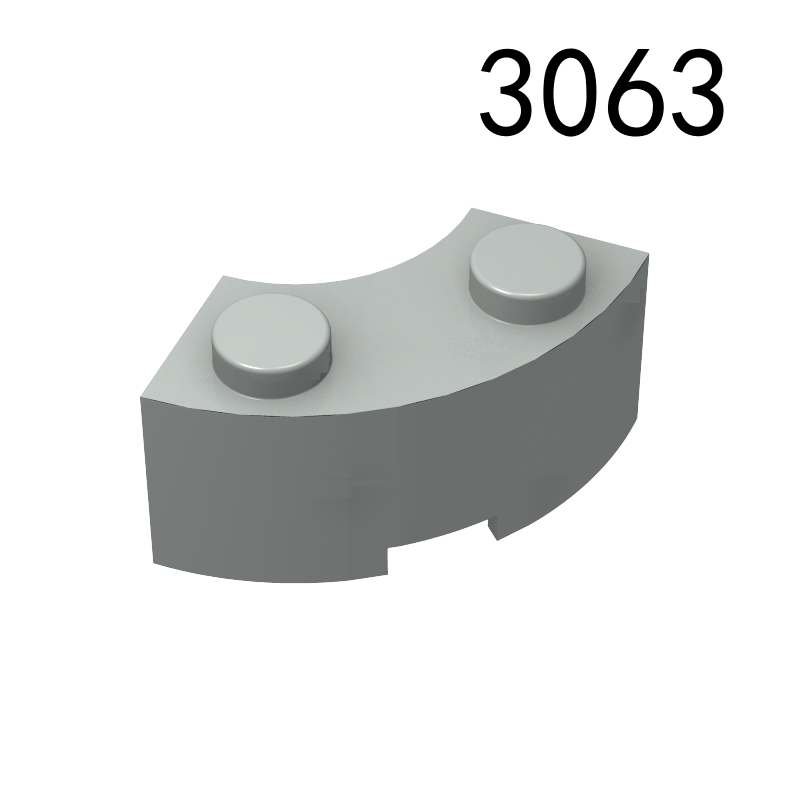 Item No: 3063   Brick, Round Corner 2 x 2 Macaroni with Stud Notch  Alternate Item No: 45417 Chinese Compatible with LEGO