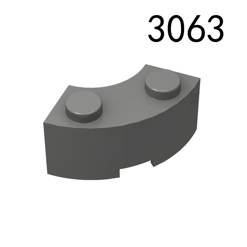 Item No: 3063   Brick, Round Corner 2 x 2 Macaroni with Stud Notch  Alternate Item No: 45417 Chinese Compatible with LEGO