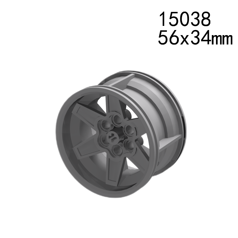 Item No: 15038  Wheel 56mm D. x 34mm Technic Racing Medium, 6 Pin Holes Alternate Item No: 51150 Chinese Compatible with LEGO