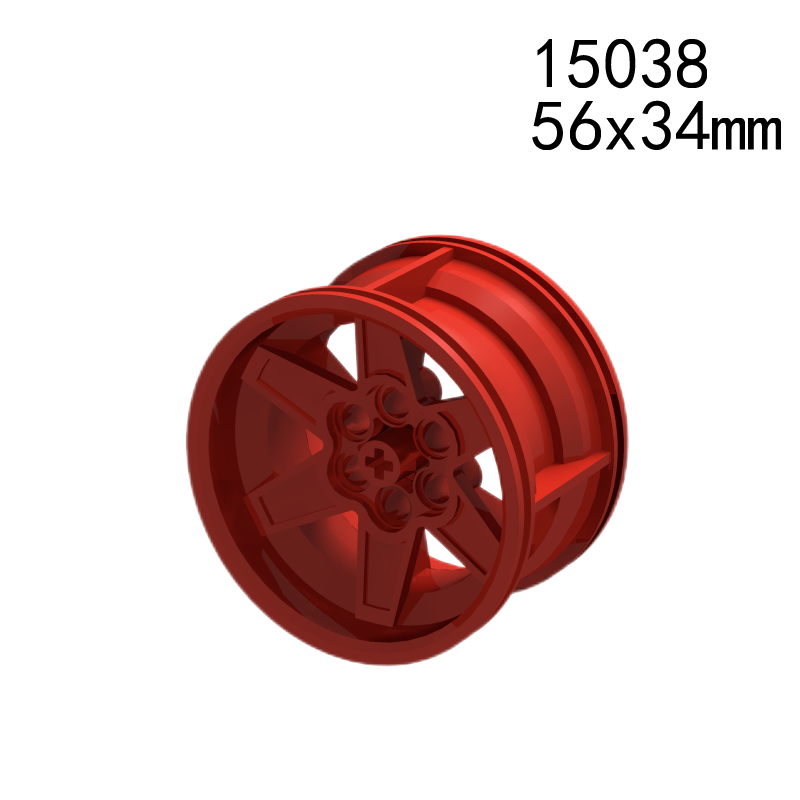 Item No: 15038  Wheel 56mm D. x 34mm Technic Racing Medium, 6 Pin Holes Alternate Item No: 51150 Chinese Compatible with LEGO