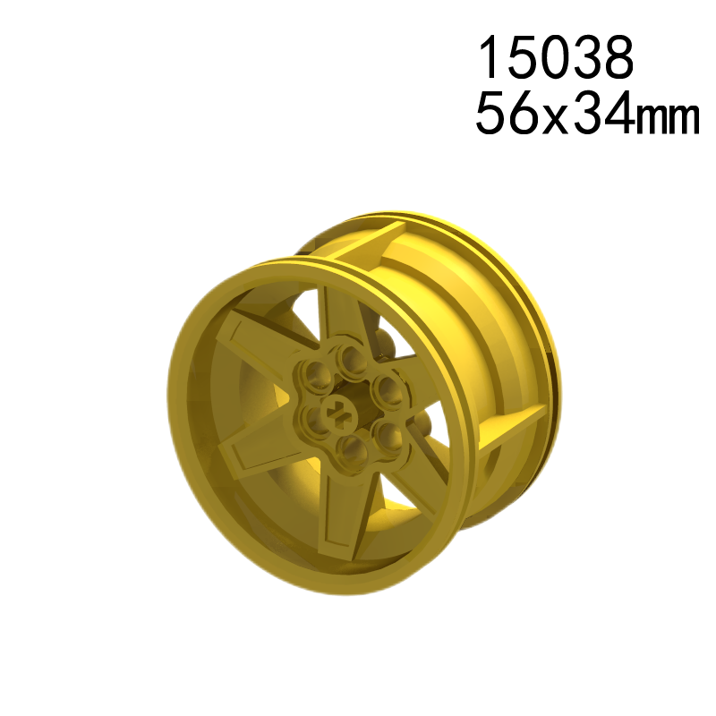 Item No: 15038  Wheel 56mm D. x 34mm Technic Racing Medium, 6 Pin Holes Alternate Item No: 51150 Chinese Compatible with LEGO