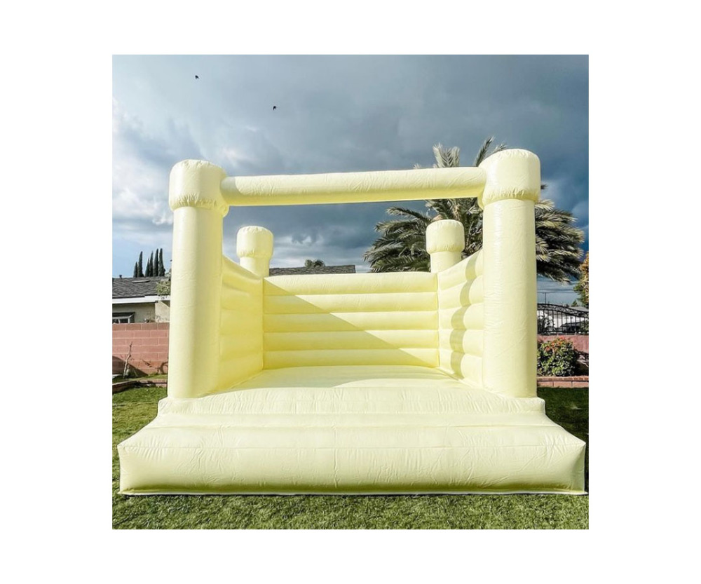 Macaron Pastel Yellow Wedding Bounce House, WH-123
