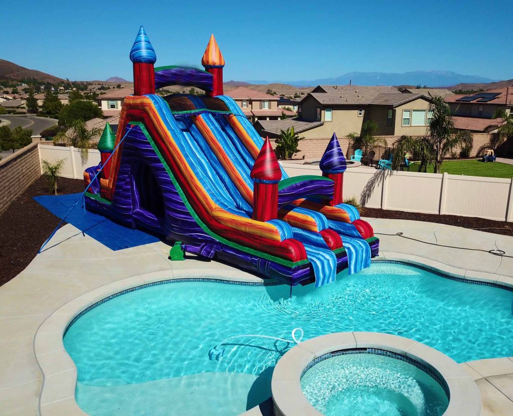 22 Electric Rush Pool Side  Dual Lane Water Slide, WS-40158