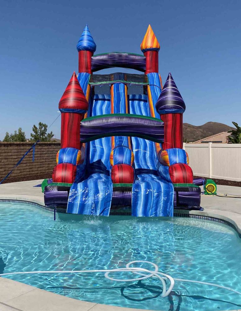 22 Electric Rush Pool Side  Dual Lane Water Slide, WS-40158