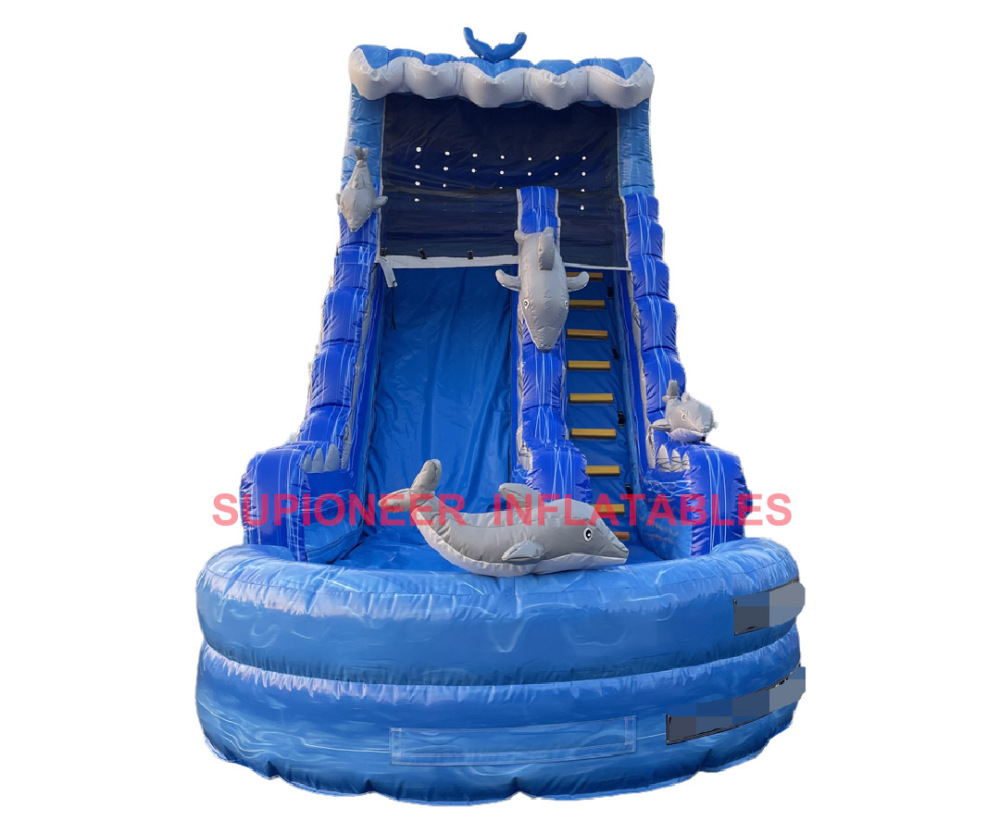 18 Dolphin Water Slide with Inflated Pool, WS-2412291