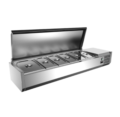 table pizza salad fridge