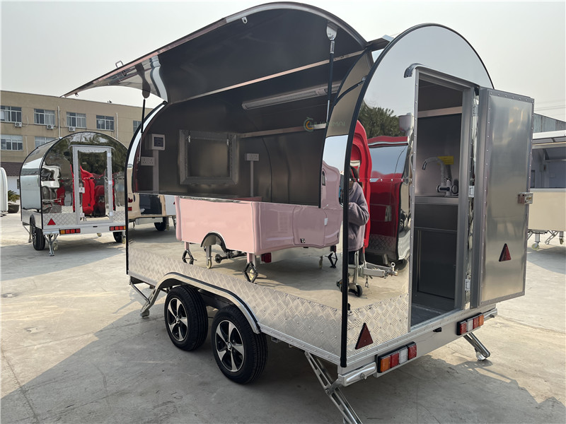 Stainless Steel Food Truck Food Trailers Catering Van 340x200x240cm