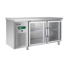 Commercial Stainless Steel Under Counter Refrigerator Glass Doors Workbench Fridge