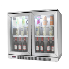 Stainless Steel Bar Fridge Drink Beer Bottle Refrigerator 2 Doors