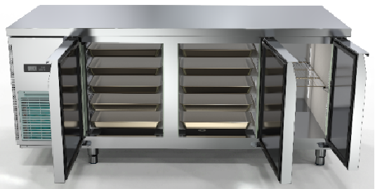 Air-Cooled Undercounter Refrigerator with Baking Trays