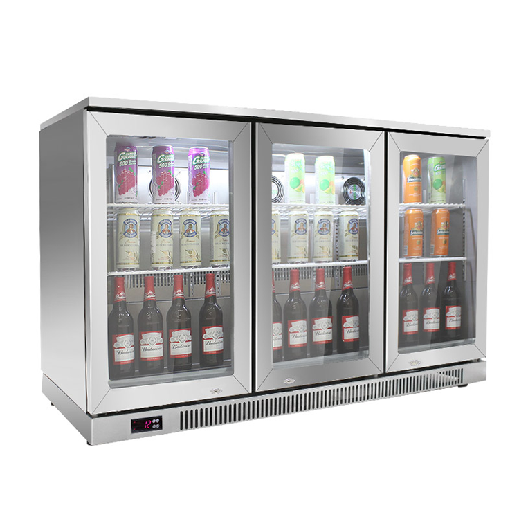 Stainless Steel Bar Fridge Drink Beer Bottle Refrigerator 3 Doors