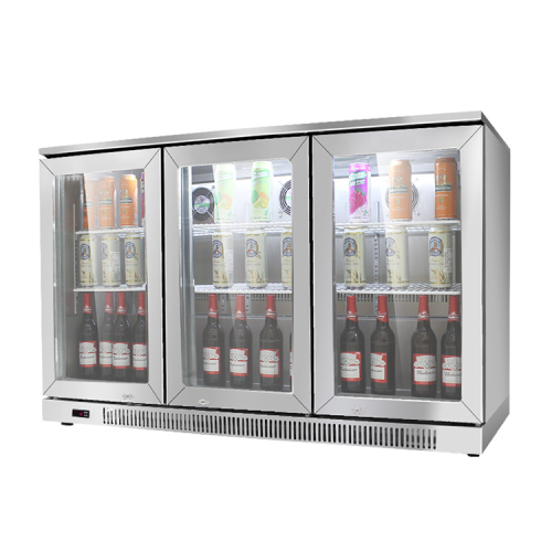 Stainless Steel Bar Fridge Drink Beer Bottle Refrigerator 3 Doors