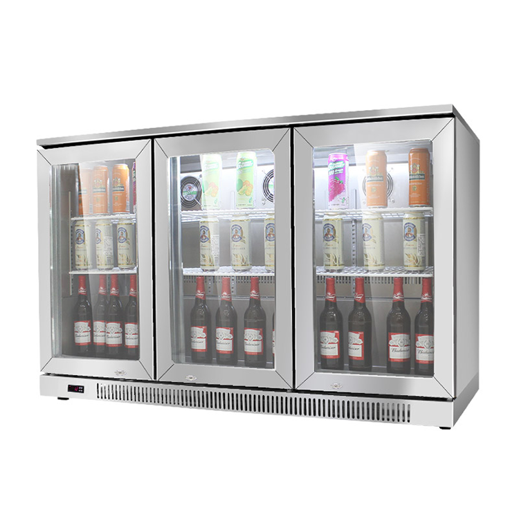 Stainless Steel Bar Fridge Drink Beer Bottle Refrigerator 3 Doors