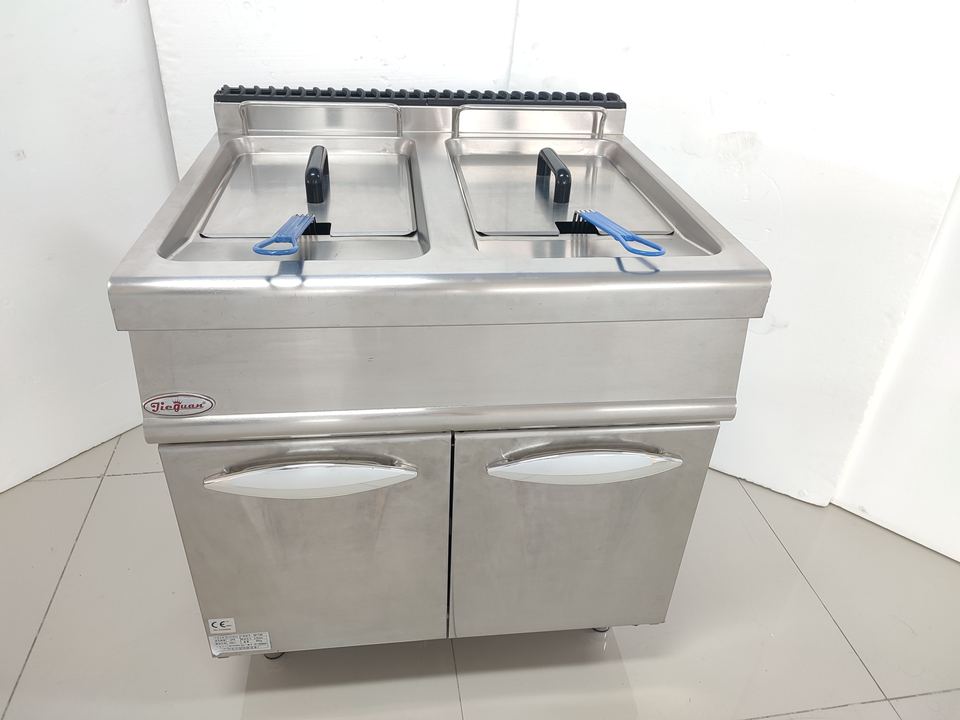 Gas Fryers(2 tanks & 2 baskets) With Cabinet 28L x2 GF-785