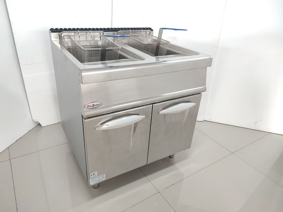 Gas Fryers(2 tanks & 2 baskets) With Cabinet 28L x2 GF-785