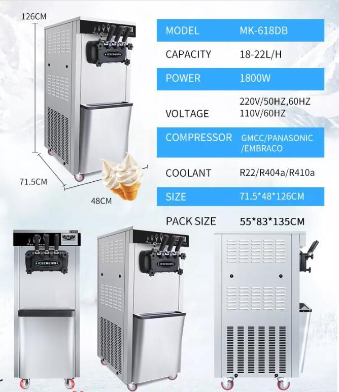 Soft Ice Cream Machine Three Flavors with Air Pump