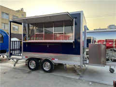 Blue Food Truck Coffee Food Trailers with Balcony 380x210x260cm