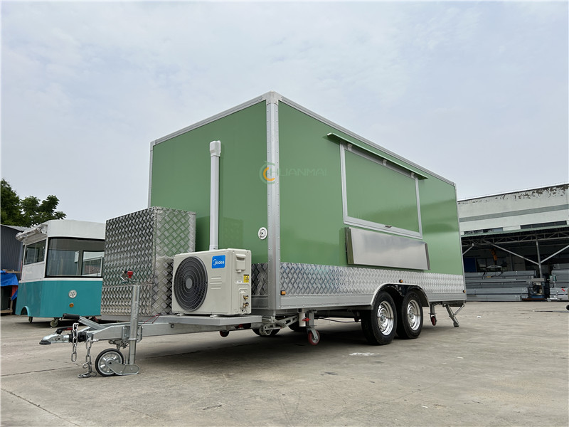 Green Food Trailer Box Food Truck 480cm