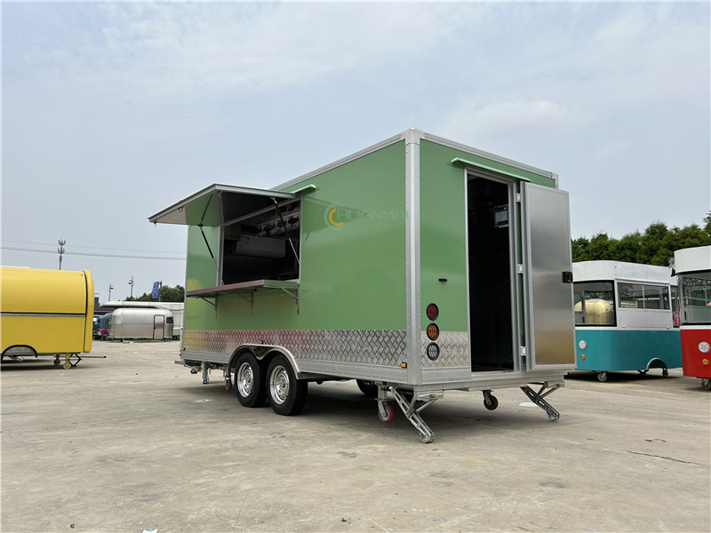 Green Food Trailer Box Food Truck 480cm