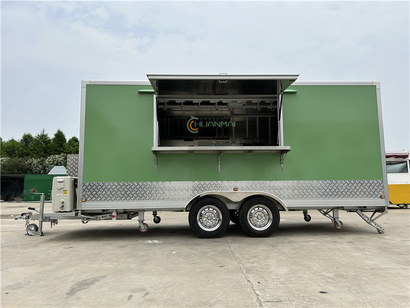 Green Food Trailer Box Food Truck 480cm