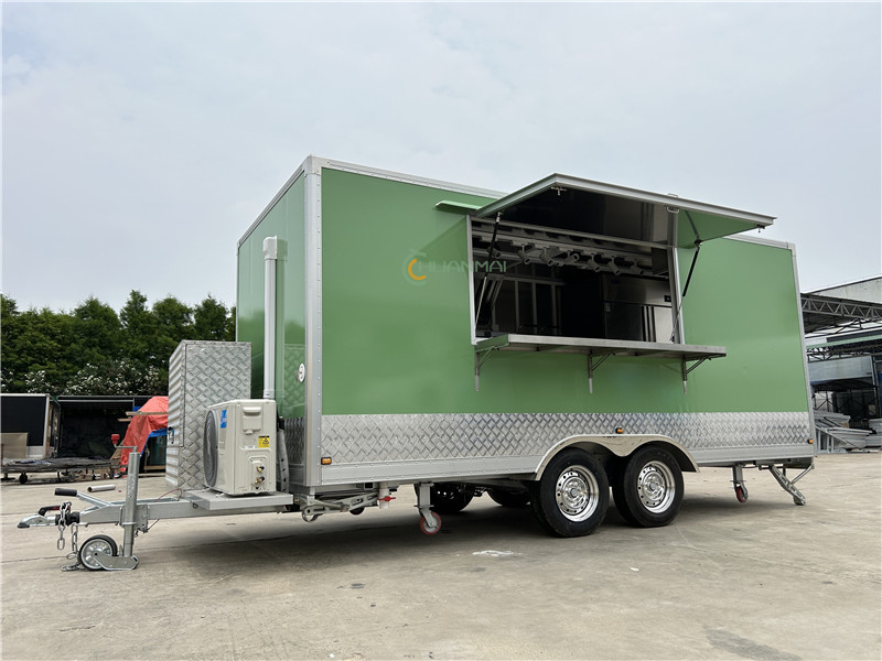 Green Food Trailer Box Food Truck 480cm