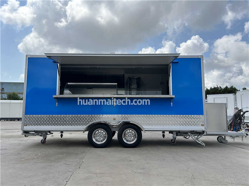 Blue Food Trailer Box Food Truck 480cm