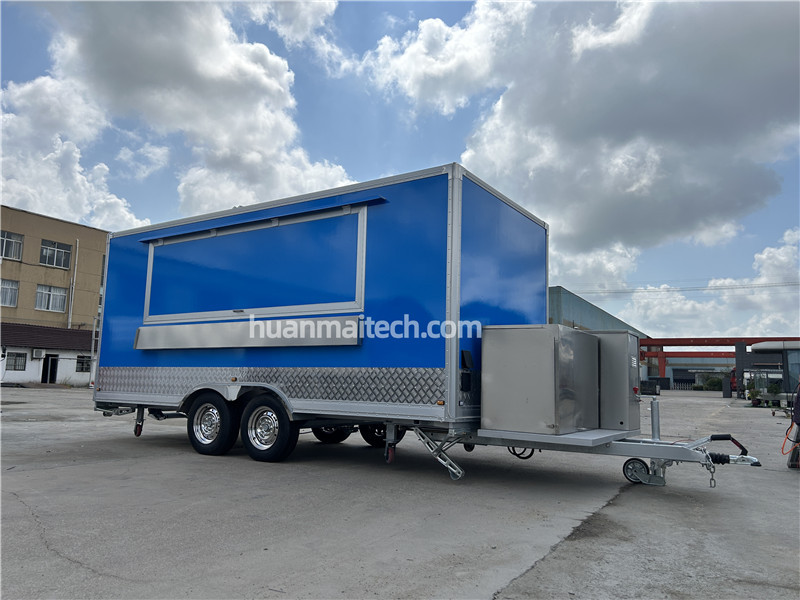 Blue Food Trailer Box Food Truck 480cm