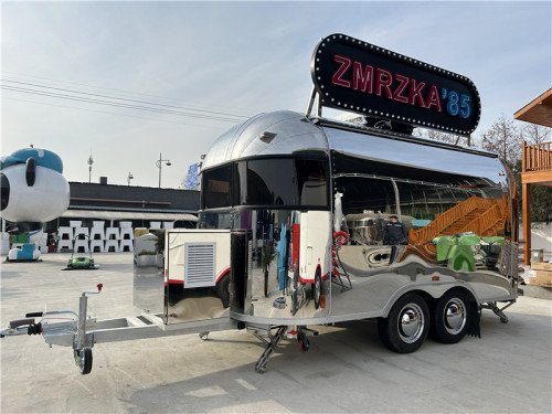 450cm Airstream Food Trailer – Custom Stainless Kitchen for European Street Food Business