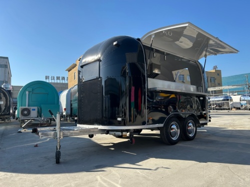 Custom 4M Black Airstream Food Trailer | European Standard Mobile Kitchen Trailer